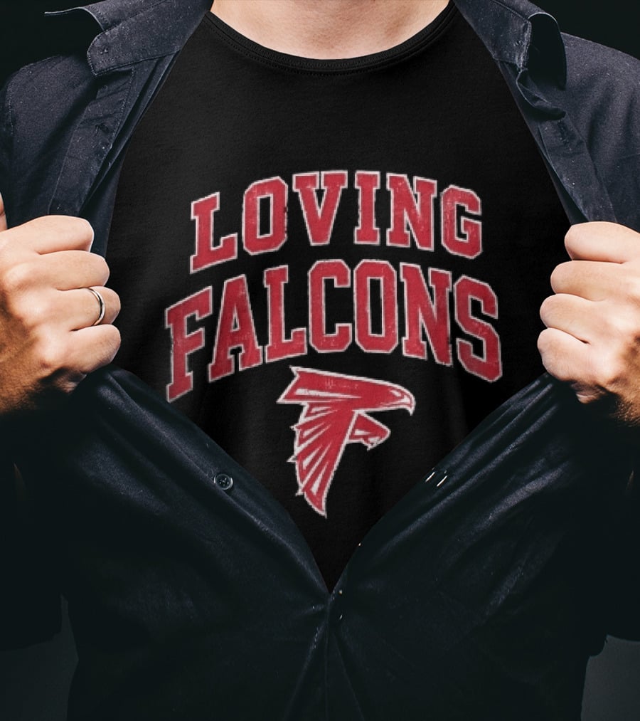 Loving Falcons Distressed Arched Varsity Bird T-Shirt