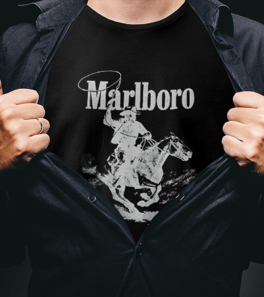 Marlboro Cowboy Riding Horse Spinning Lasso T-Shirt