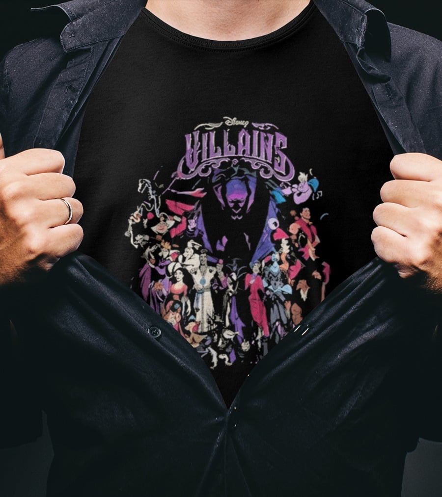 Disney Villains Assemble Purple Iconic Characters T-Shirt