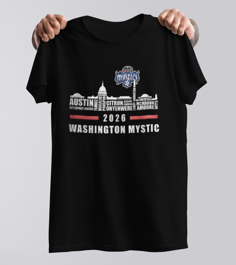 Washington Mystics 2026 Skyline Mystic Austin Littlepage Buggs Roster T-Shirt