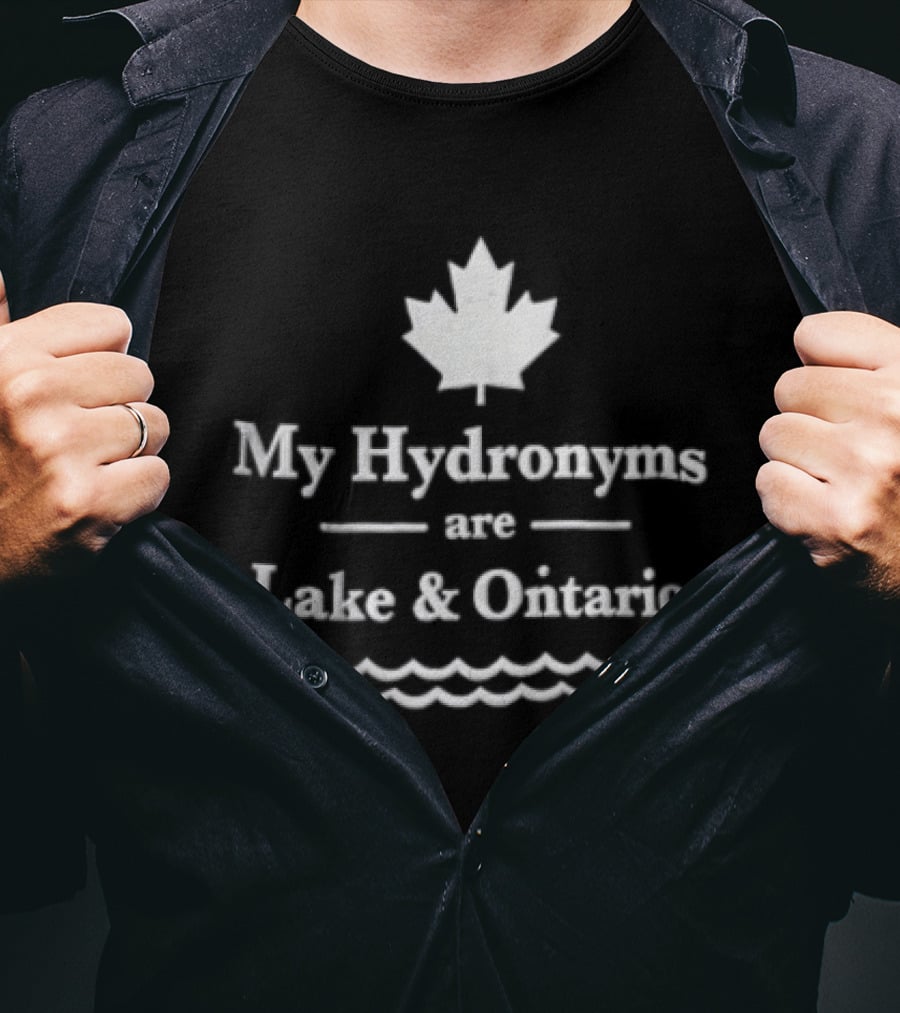 My Hydronyms Are Lake & Ontario Maple Leaf Canada Waves T-Shirt