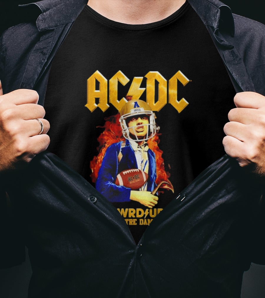 ACDC PWR UP Notre Dame Irish Football T-Shirt