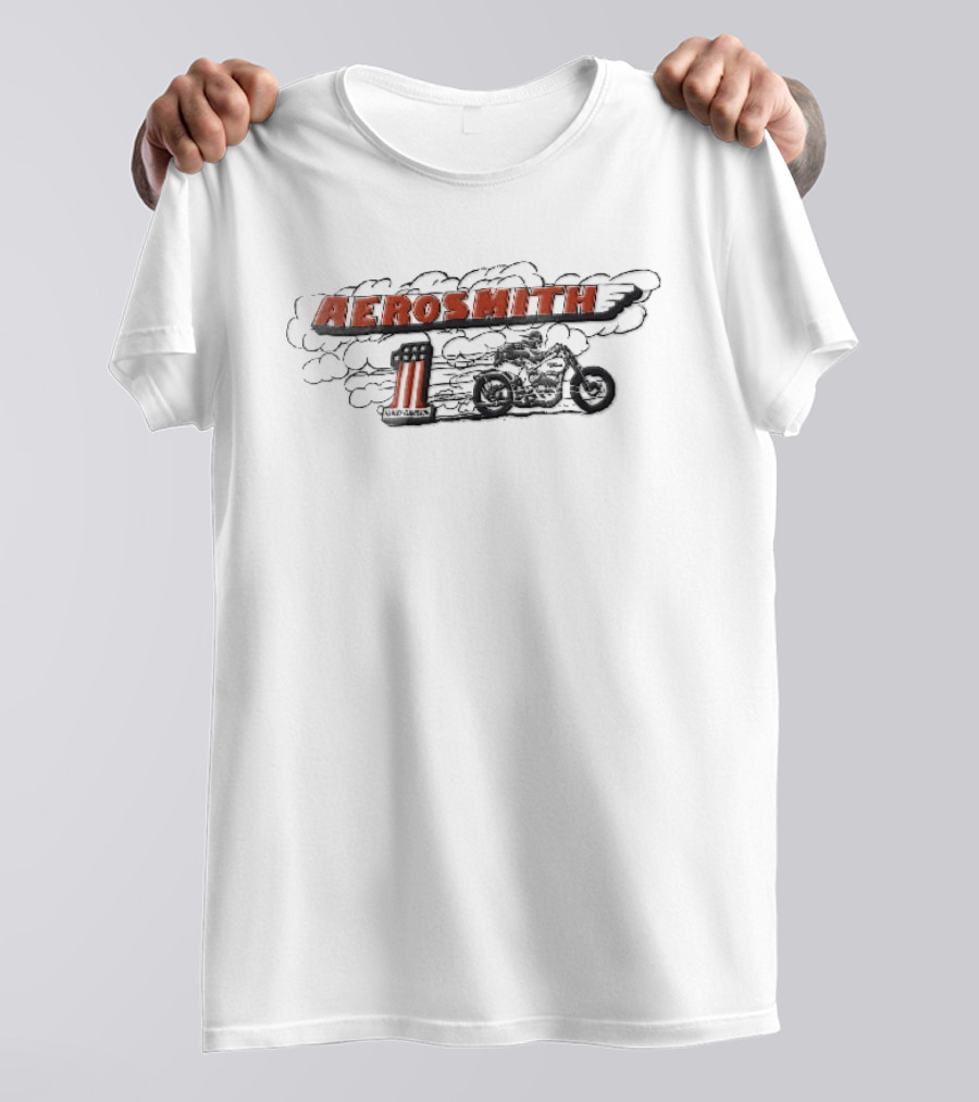 Aerosmith Harley Davidson Motorcycle Rider Speeding Clouds 1 T-Shirt