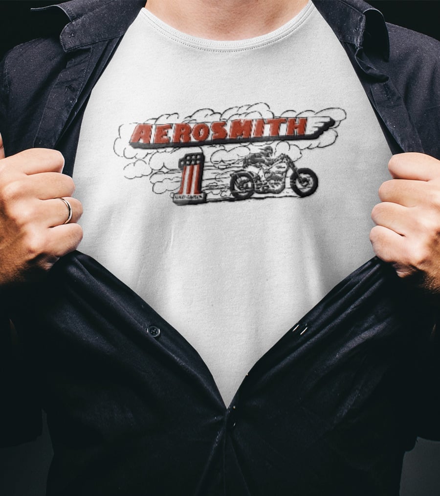 Aerosmith Harley Davidson Motorcycle Rider Speeding Clouds 1 T-Shirt