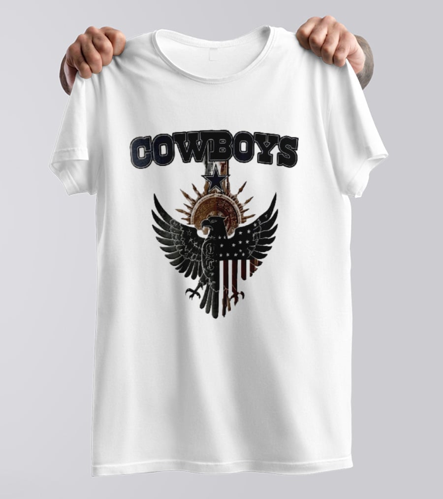 Dallas Cowboys American Mexican Flag Eagle Star Aztec Calendar T-Shirt