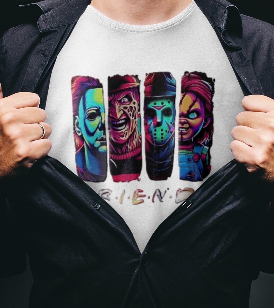 Friends Horror Michael Freddy Jason Chucky Multicolored T-Shirt