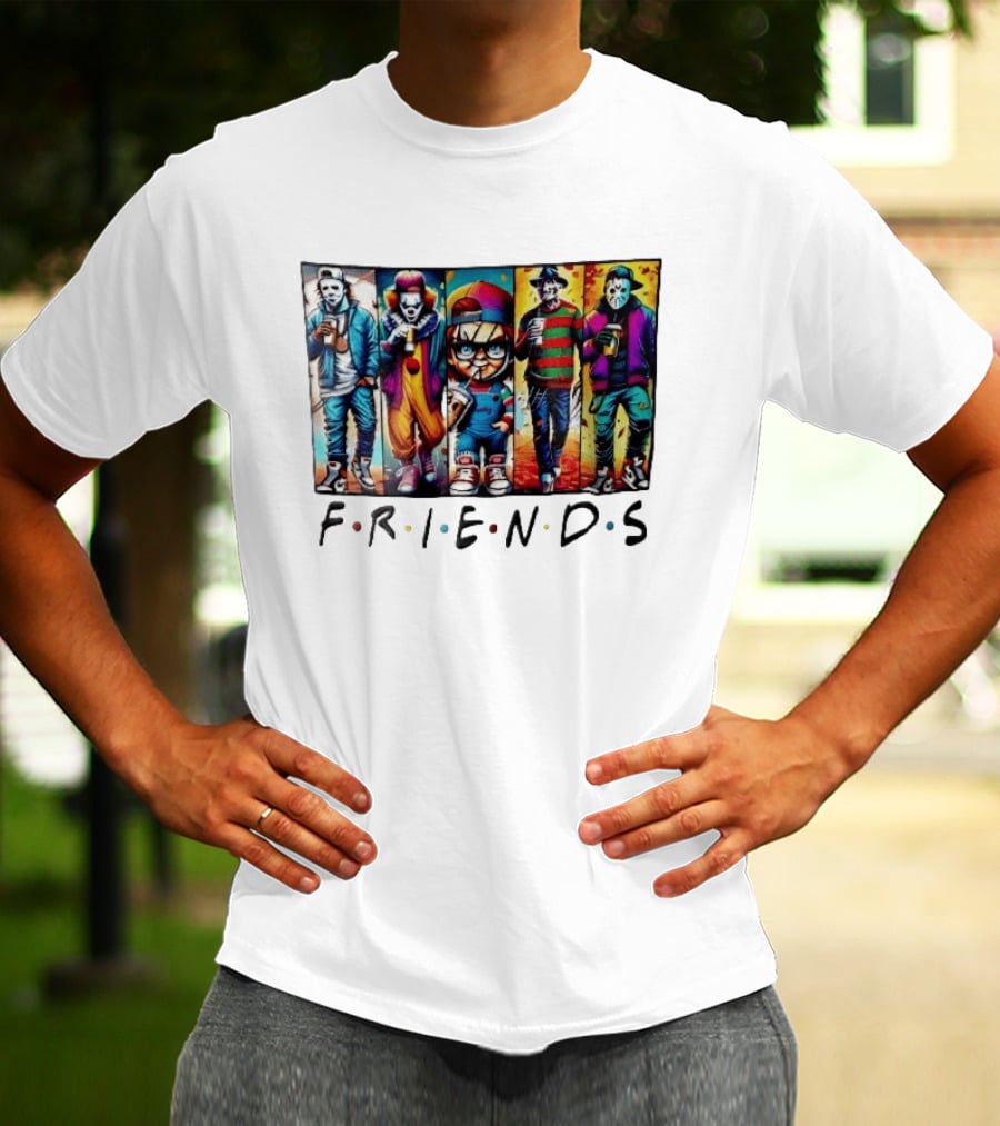 Friends TV Show Horror Movie Characters Coffee Cartoon T-Shirt