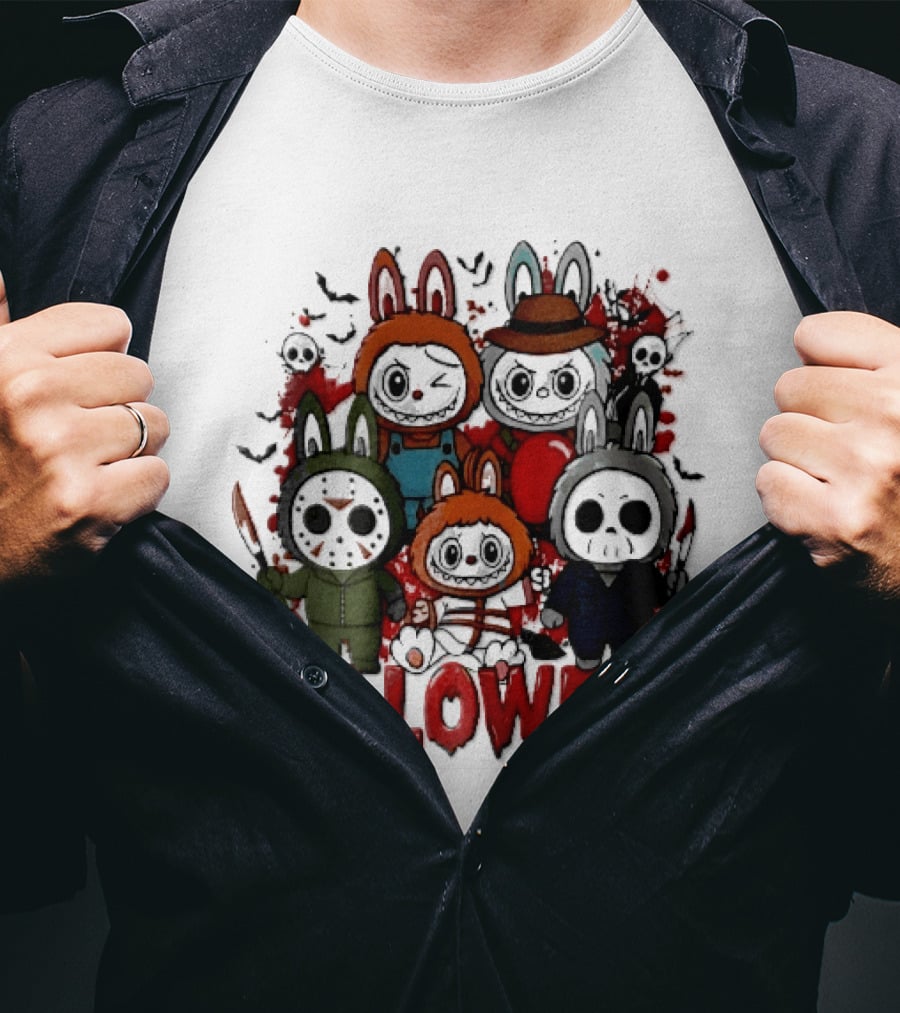 Halloween Cartoon Bunny Horror Characters Costumes Scary Masks T-Shirt