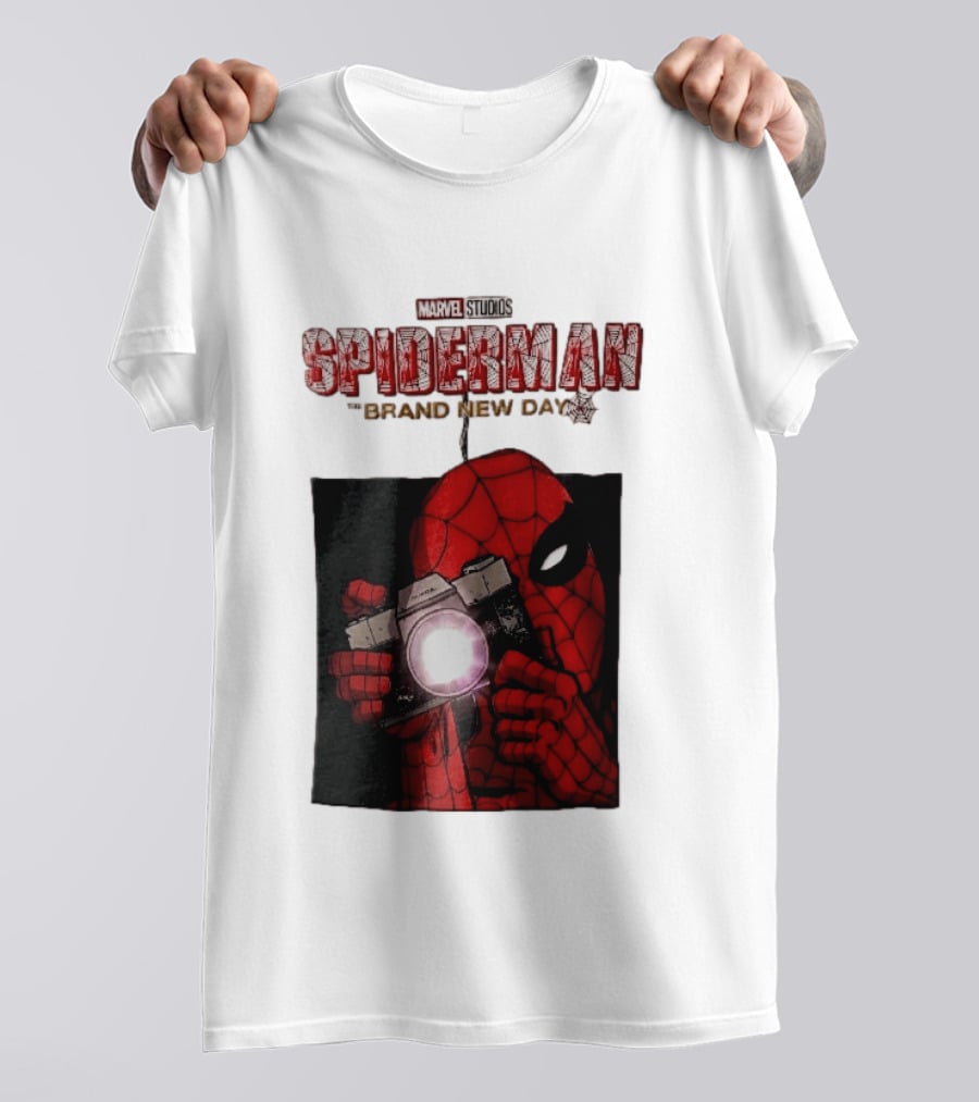 Marvel Studios Spiderman The Brand New Day Masked Hero Camera Flash T-Shirt
