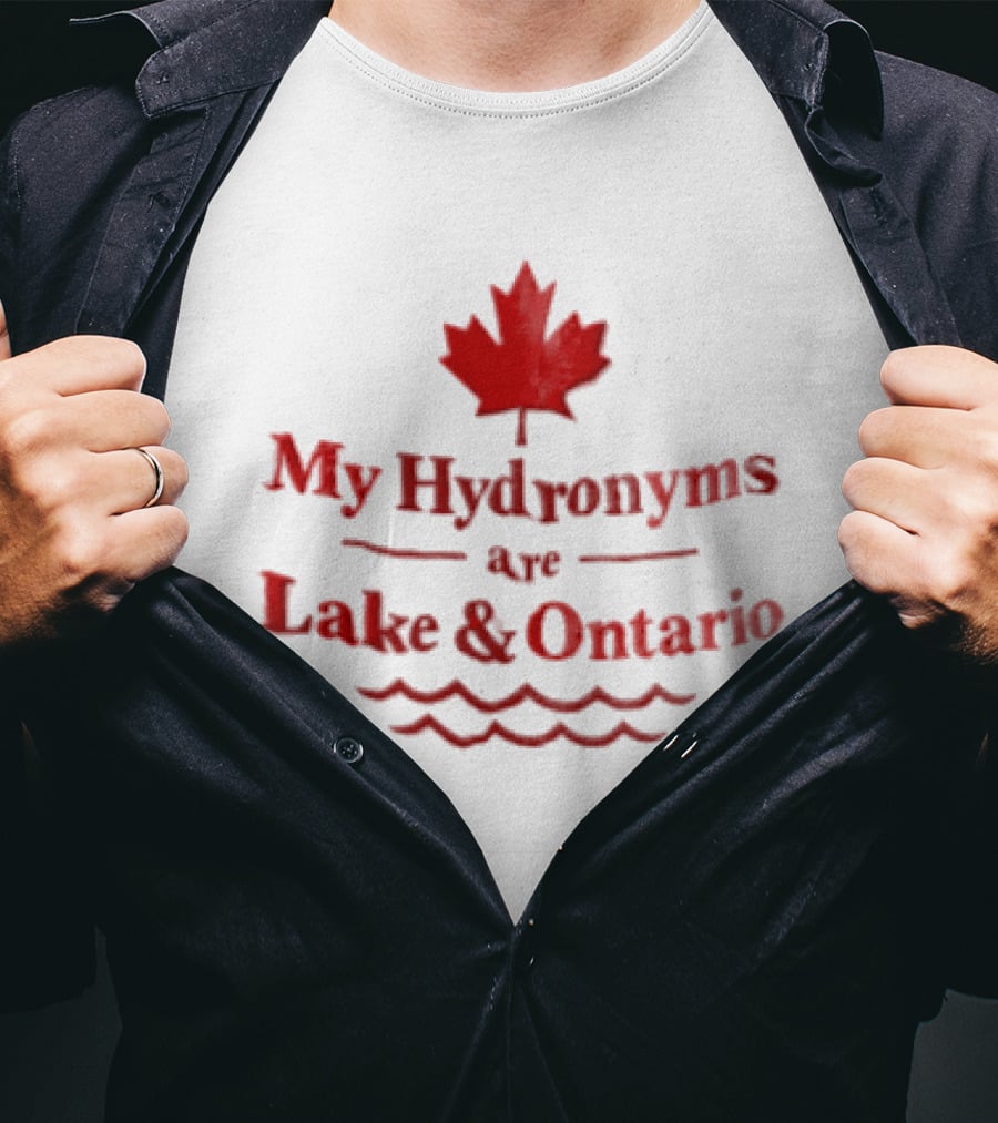 My Hydronyms Are Lake And Ontario Maple Leaf Waves T-Shirt