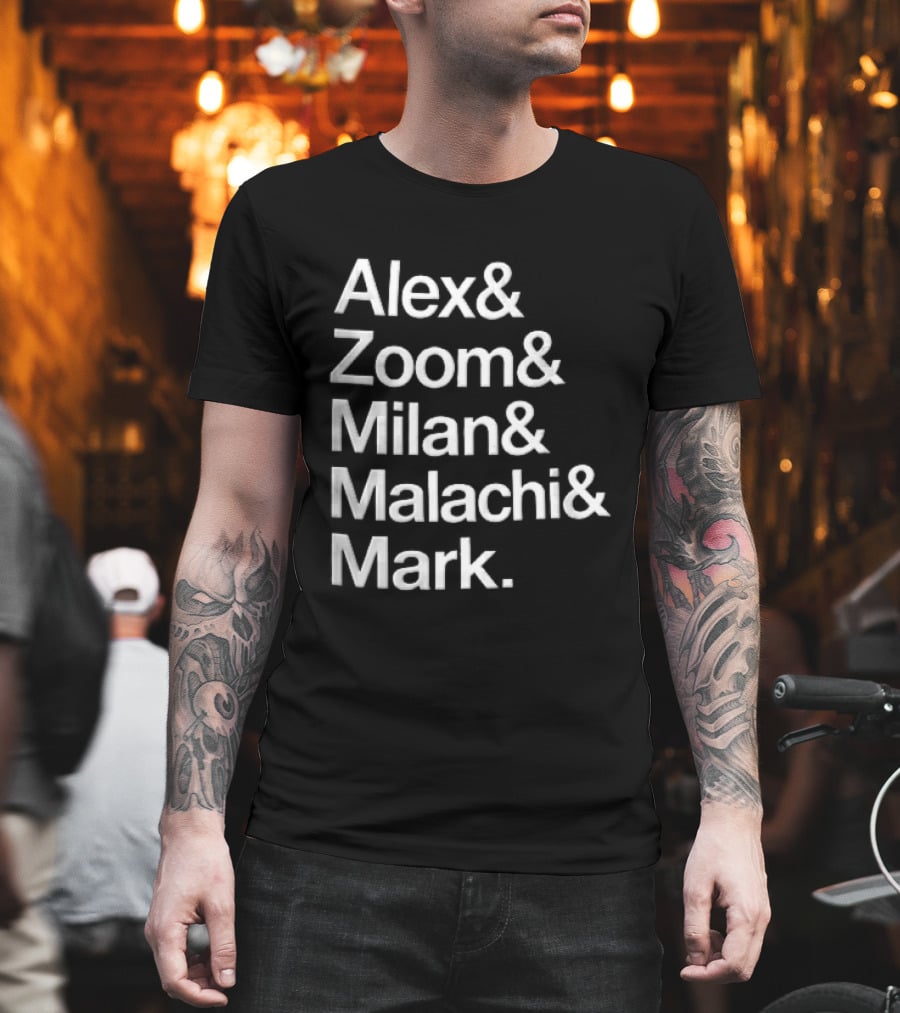 Alex Zoom Milan Malachi Mark Stacked White T-Shirt