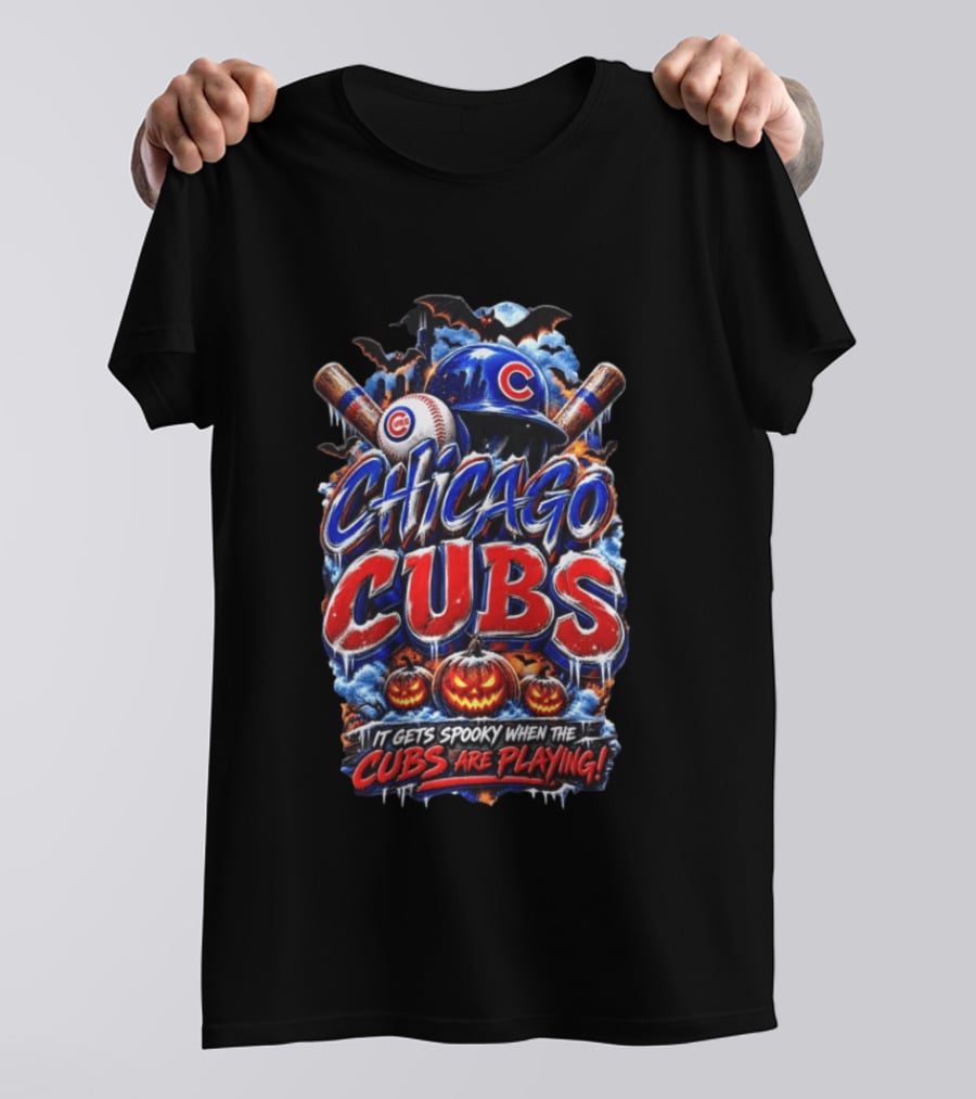 Chicago Cubs Halloween Spooky Baseball T-Shirt