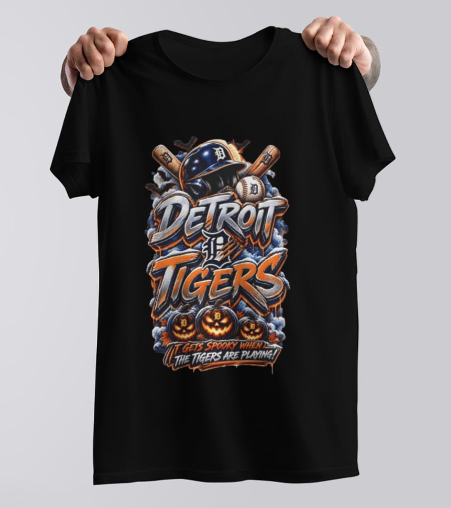 Detroit Tigers MLB Halloween Baseball Spooky Playing Time T-Shirt