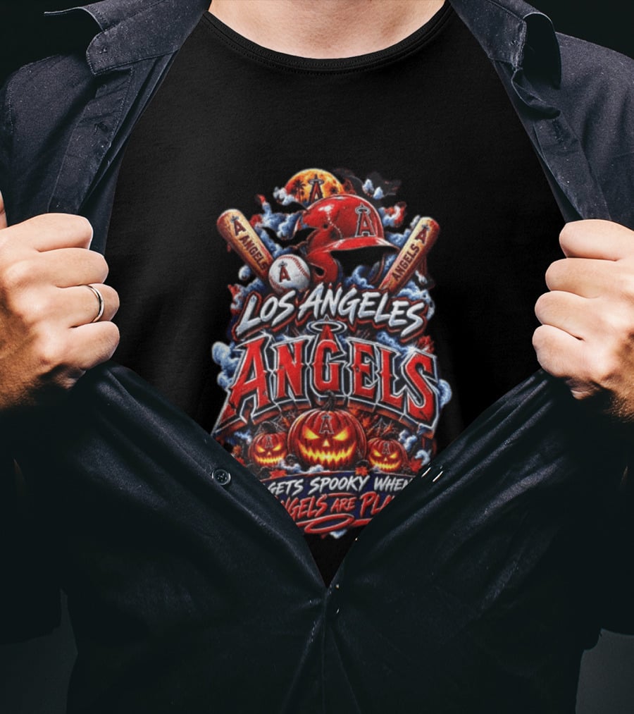 Los Angeles Angels Halloween Spooky Baseball T-Shirt