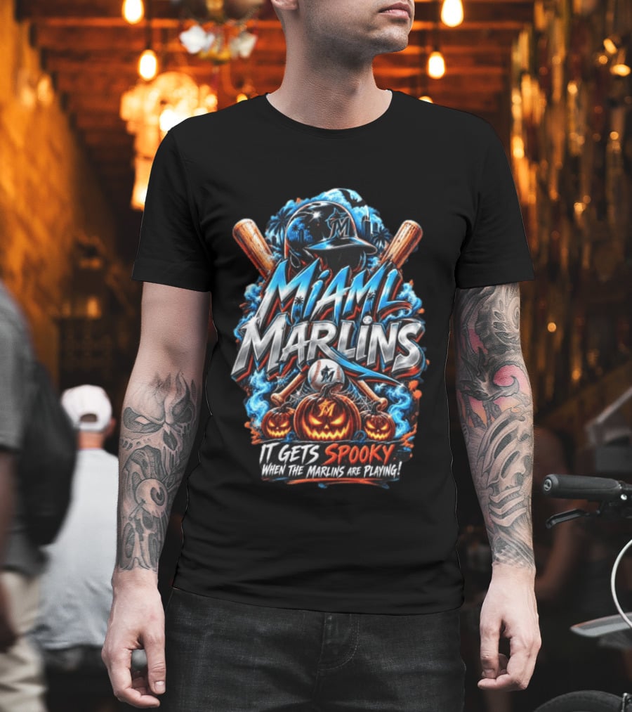 Miami Marlins MLB Spooky Halloween Baseball T-Shirt