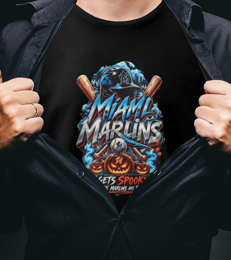 Miami Marlins MLB Spooky Halloween Baseball T-Shirt