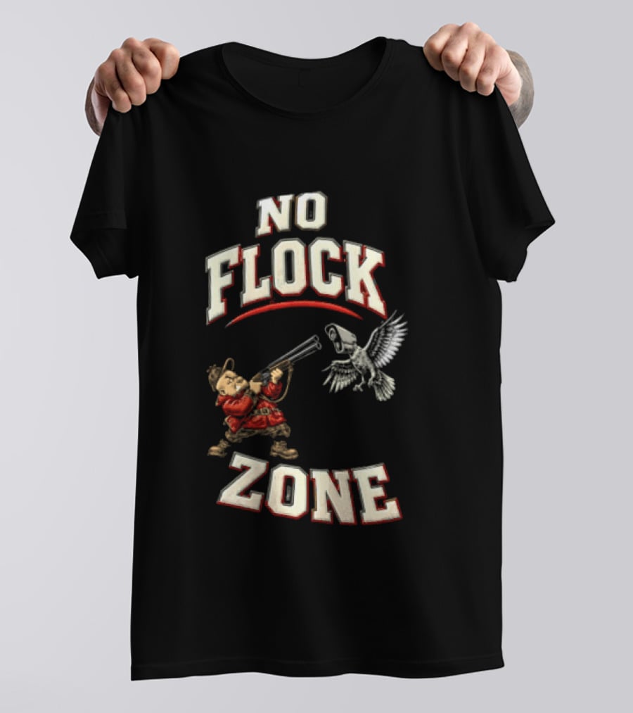 No Flock Zone Hunter With Surveillance Bird Vintage Look T-Shirt