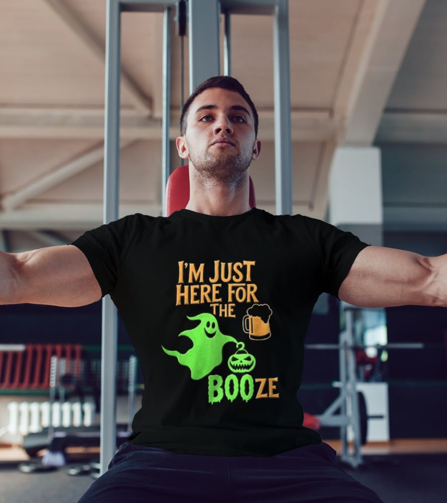 I'm Just Here For The Booze Green Ghost Pumpkin Lantern Beer T-Shirt