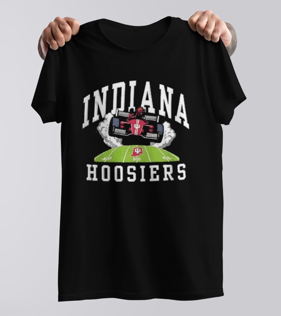 Indiana Hoosiers Race Car On Football Field NCAA Bison T-Shirt