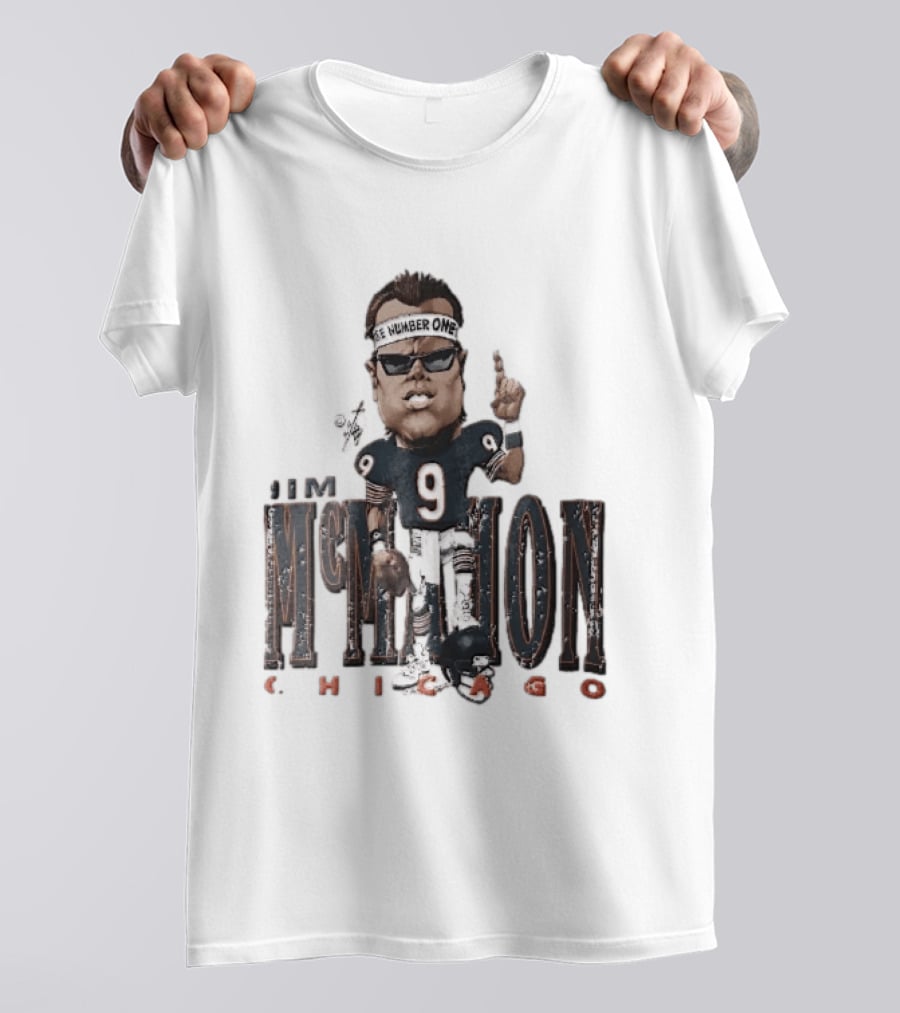 Chicago Bears Jim McMahon Were Number One Caricature Player Helmet T-Shirt