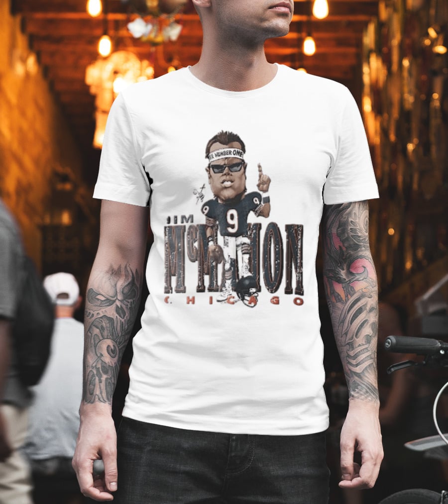 Chicago Bears Jim McMahon Were Number One Caricature Player Helmet T-Shirt