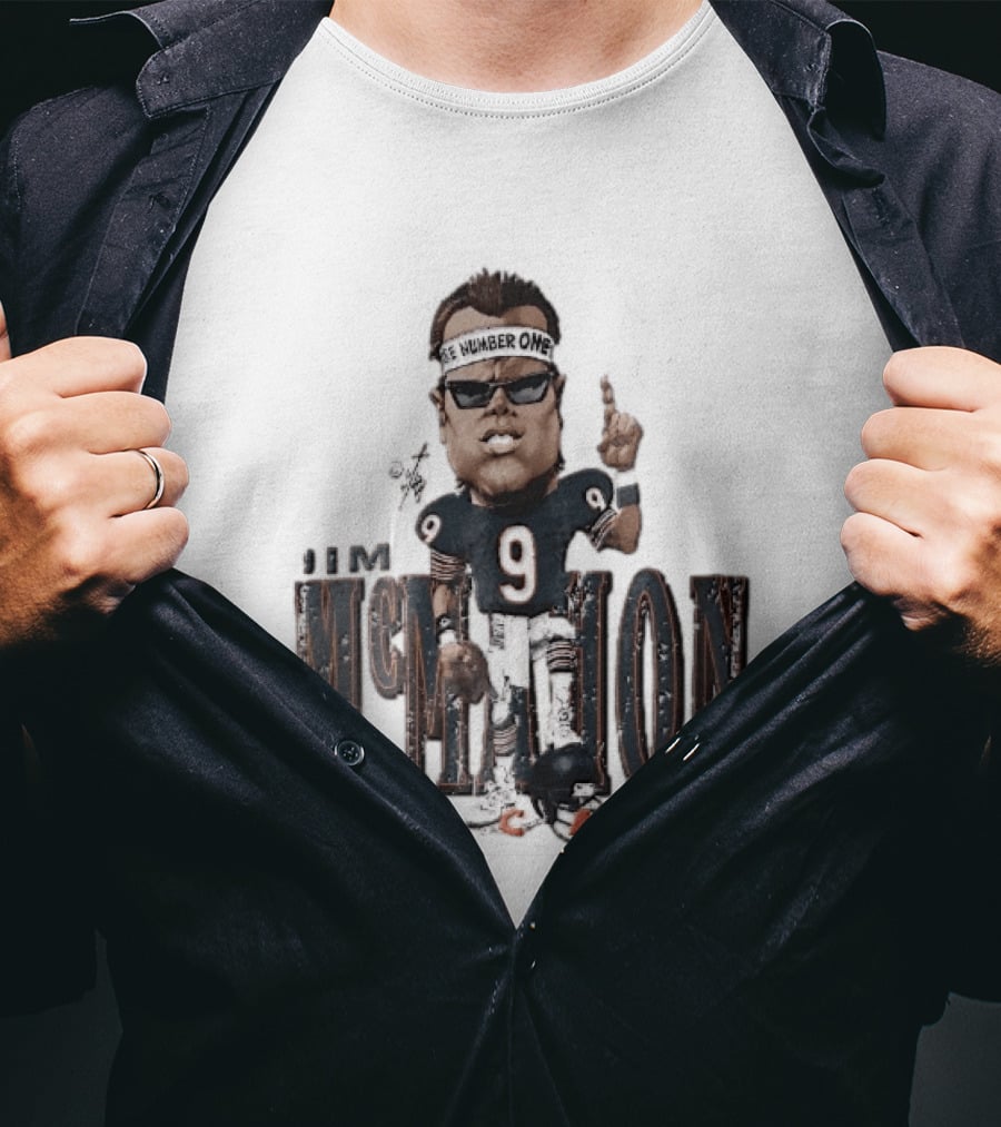 Chicago Bears Jim McMahon Were Number One Caricature Player Helmet T-Shirt
