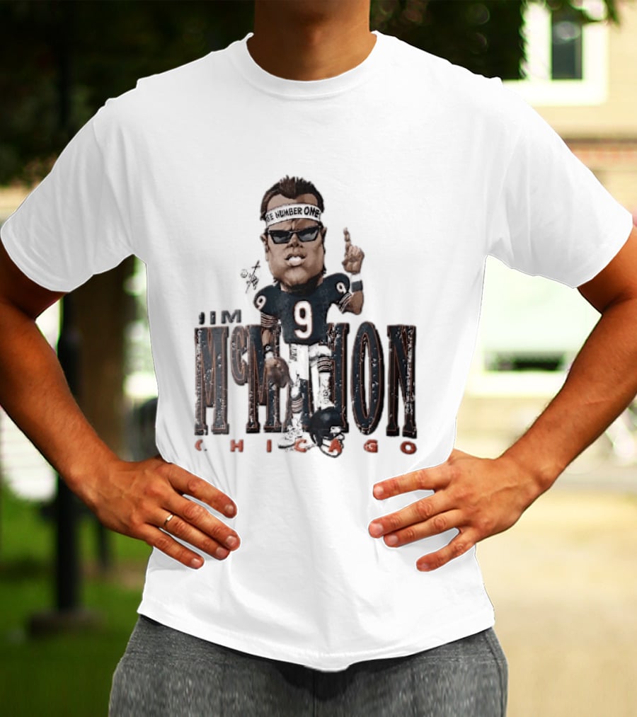 Chicago Bears Jim McMahon Were Number One Caricature Player Helmet T-Shirt