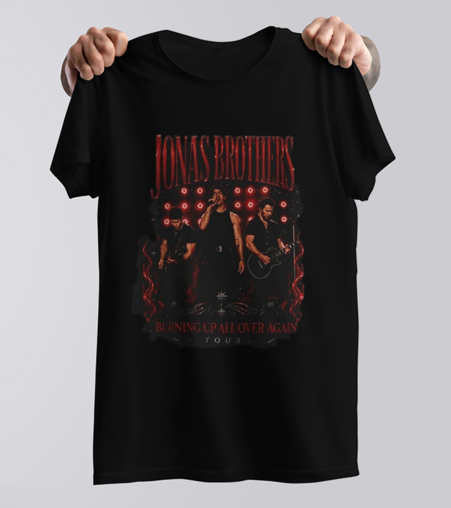 Jonas Brothers Burning Up All Over Again Tour Red Concert T-Shirt