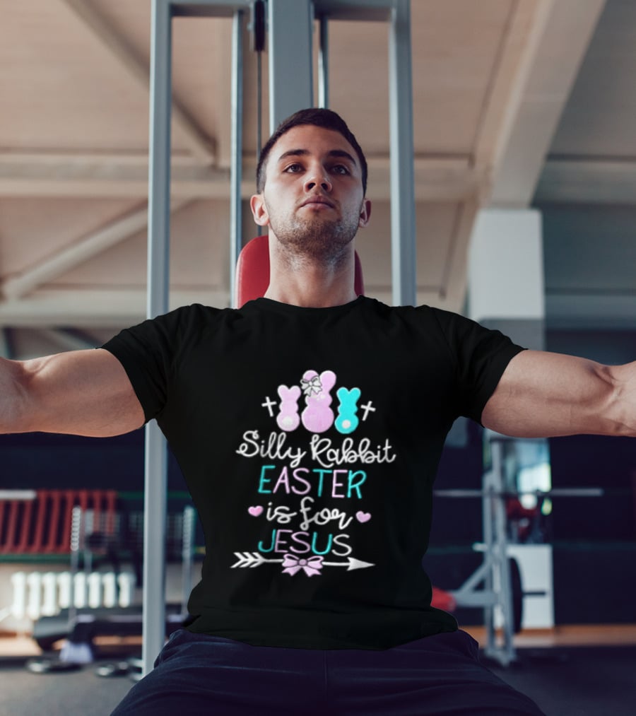 Silly Rabbit Easter Is For Jesus Cute Bunny With Crosses And Hearts T-Shirt