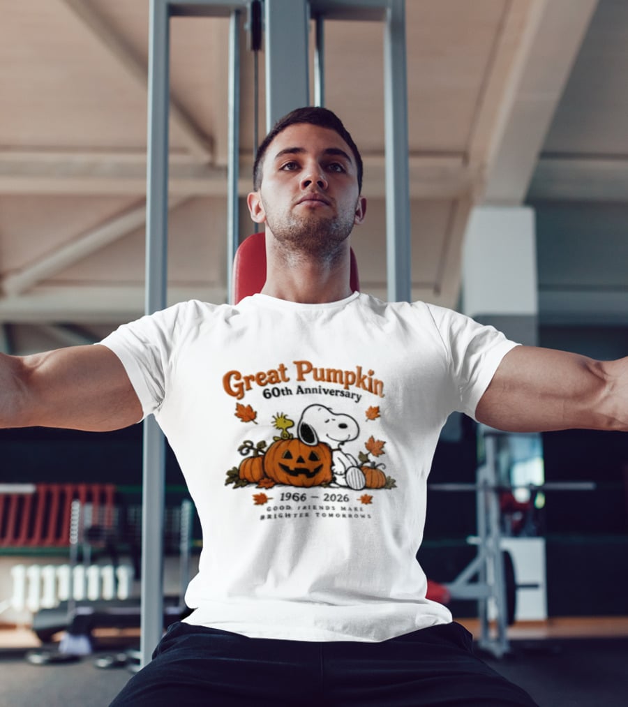 Great Pumpkin 60th Anniversary 1966 2026 Snoopy Woodstock Peanuts Good Friends Make Brighter Tomorrows T-Shirt