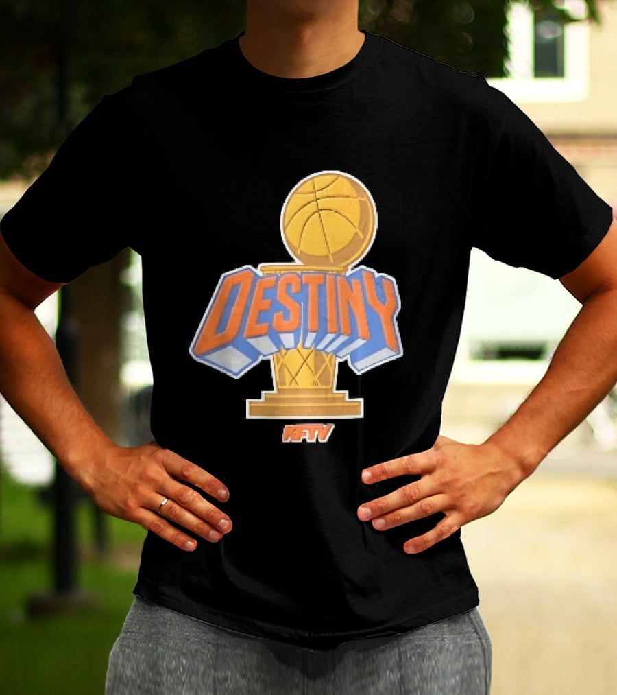 Destiny Gold Basketball Hoop Trophy Cartoon KFTV Orange Lettering T-Shirt