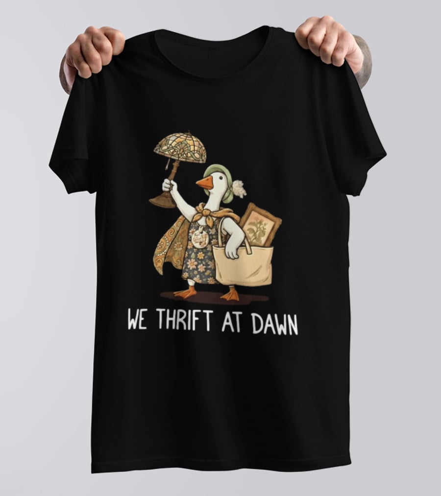 We Thrift At Dawn Vintage Goose With Lamp And Bag T-Shirt