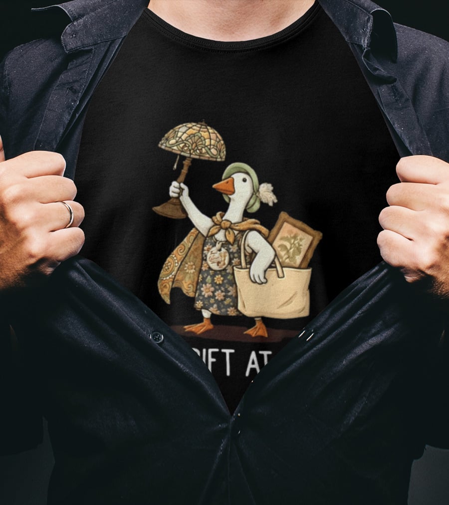 We Thrift At Dawn Vintage Goose With Lamp And Bag T-Shirt