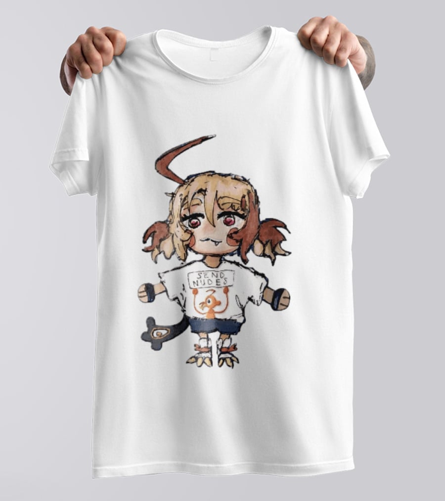 Send Nudes Chibi Anime Orange Creature Sketch T-Shirt