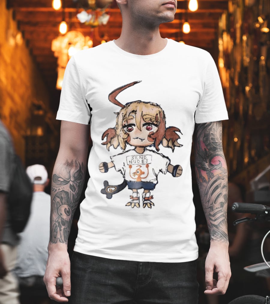 Send Nudes Chibi Anime Orange Creature Sketch T-Shirt