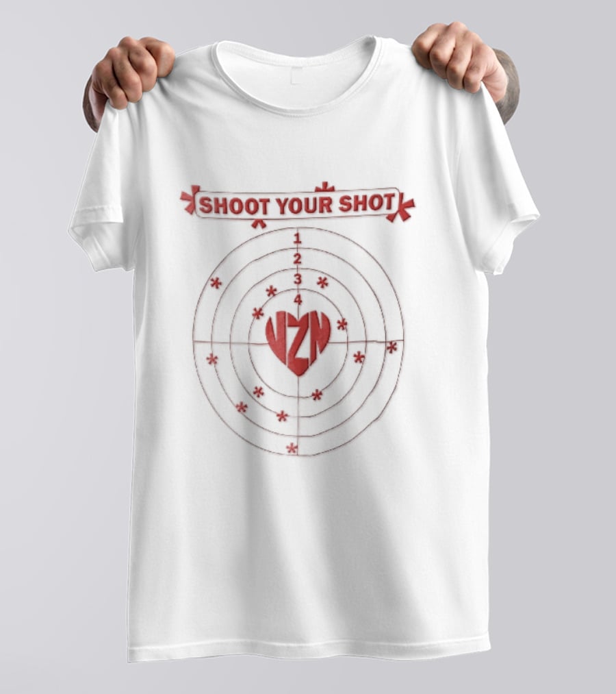 Shoot Your Shot Red Heart Concentric Target Board Vzn Asterisk Impacts T-Shirt