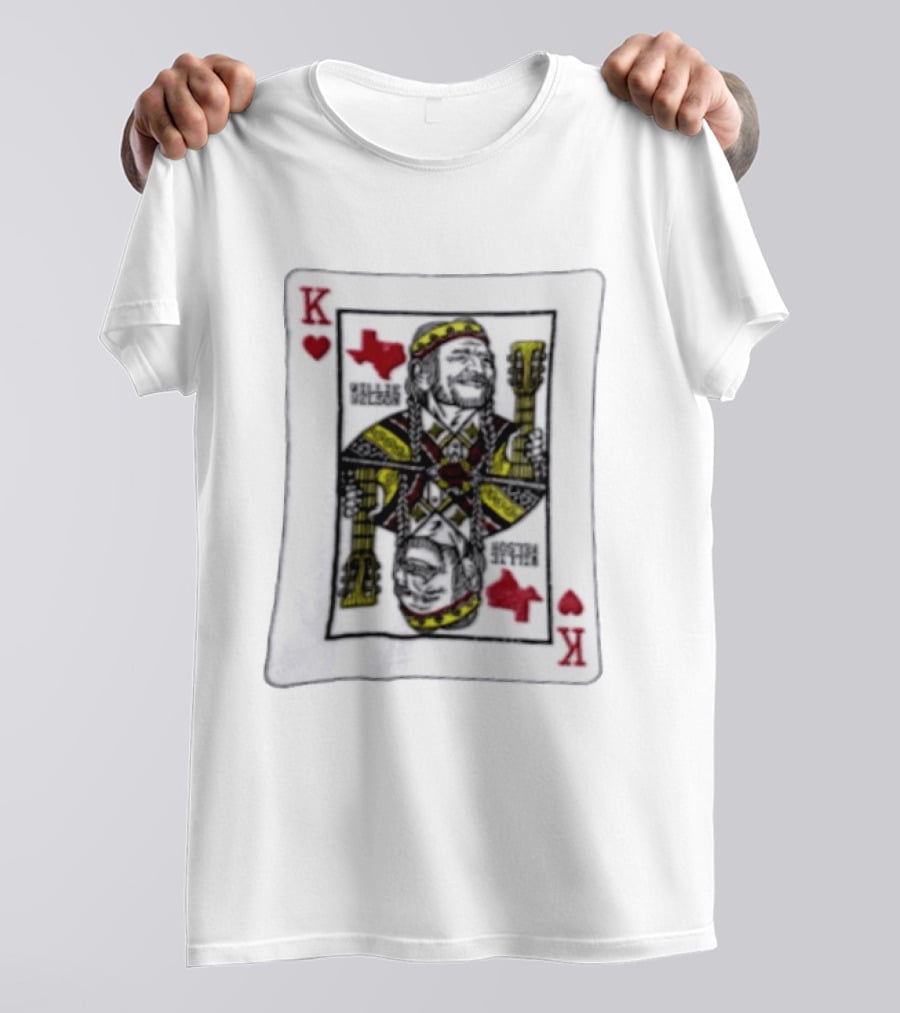 King Of Hearts Willie Nelson Texas Playing Card T-Shirt