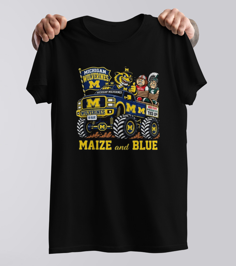 Michigan Wolverines Maize And Blue 2026 Ohio State And Michigan State Tied Up T-Shirt