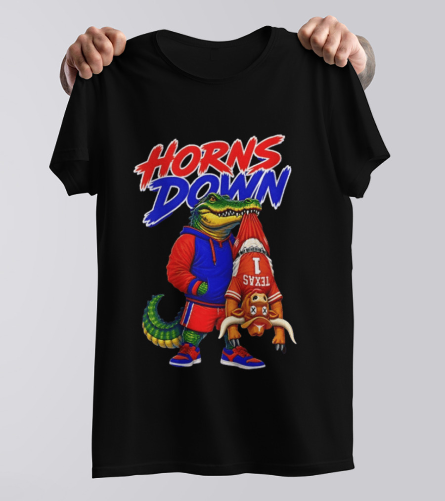 Horns Down Florida Gators Holding Texas Longhorns T-Shirt