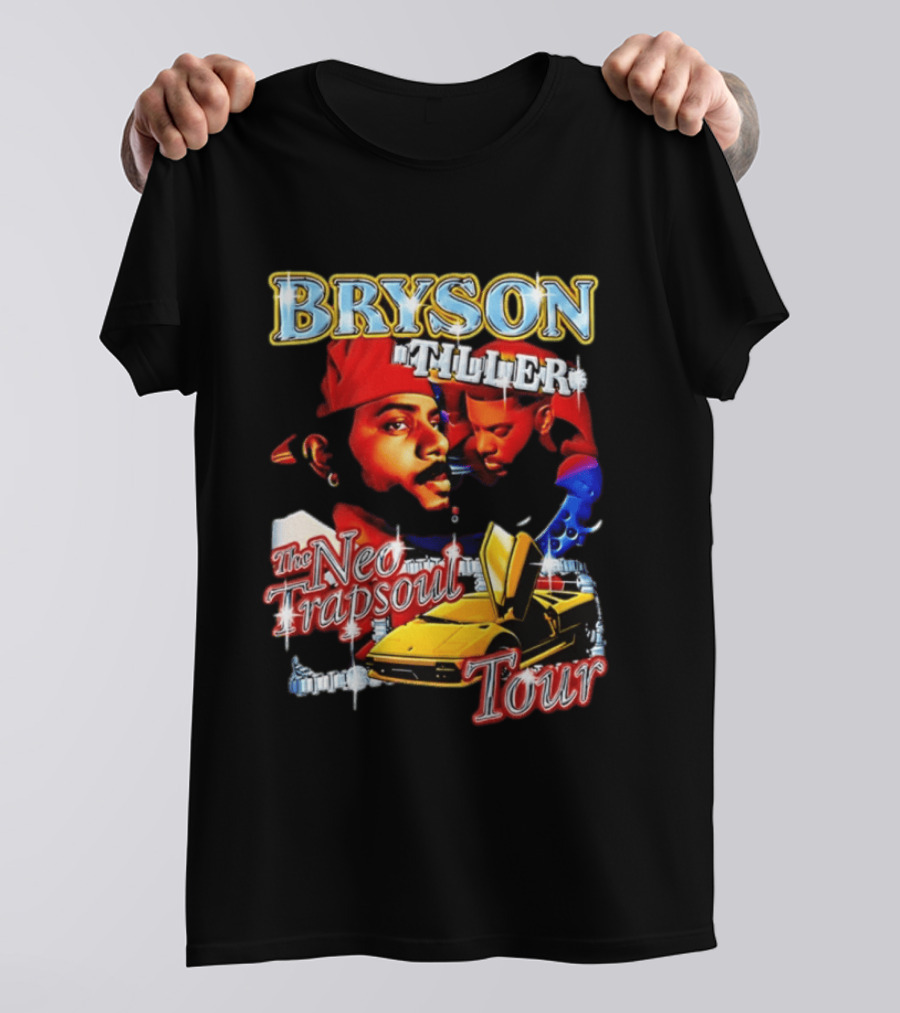 Bryson Tiller The Neo Trapsoul Tour 3D Graffiti Style Art With Yellow Car T-Shirt