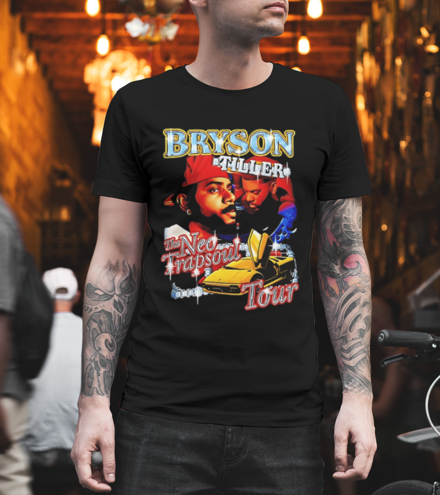 Bryson Tiller The Neo Trapsoul Tour 3D Graffiti Style Art With Yellow Car T-Shirt