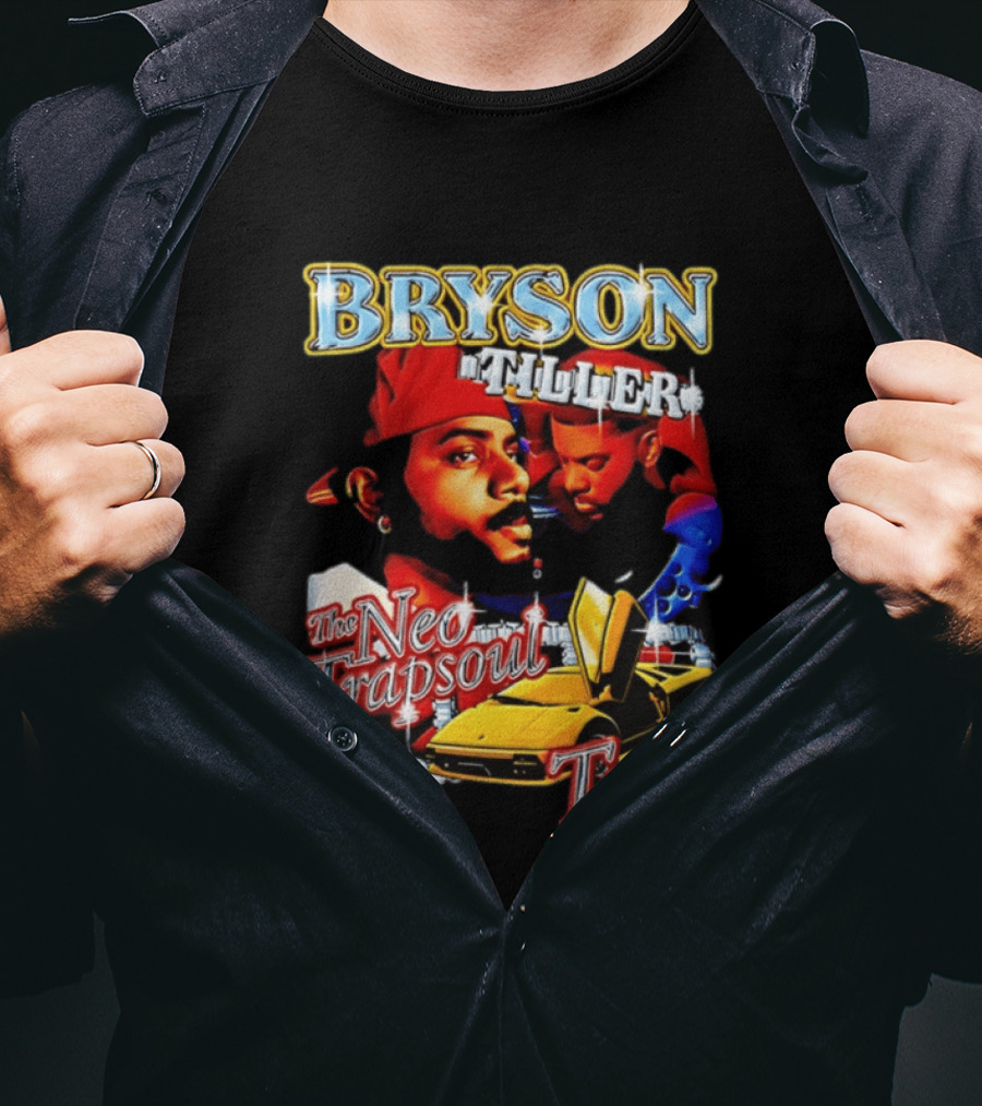 Bryson Tiller The Neo Trapsoul Tour 3D Graffiti Style Art With Yellow Car T-Shirt