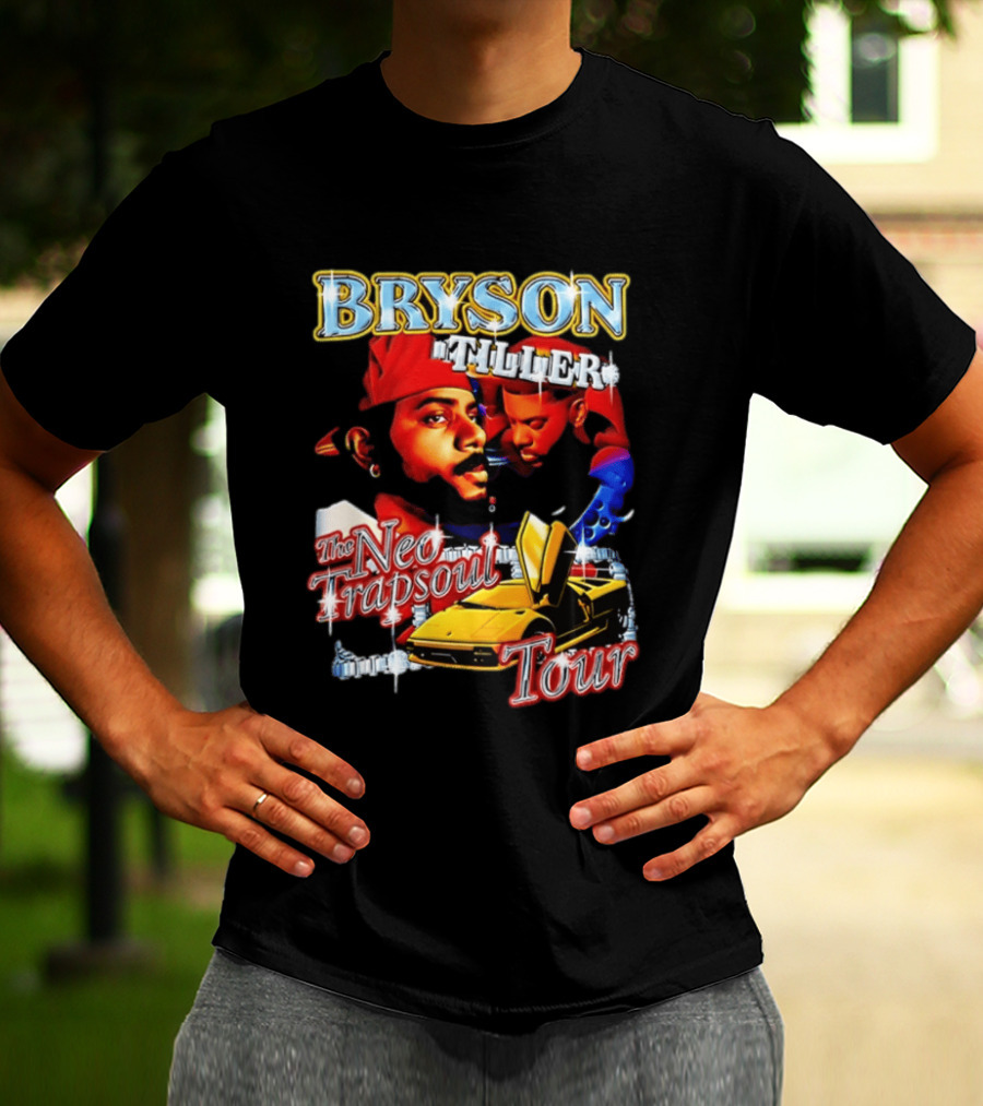 Bryson Tiller The Neo Trapsoul Tour 3D Graffiti Style Art With Yellow Car T-Shirt