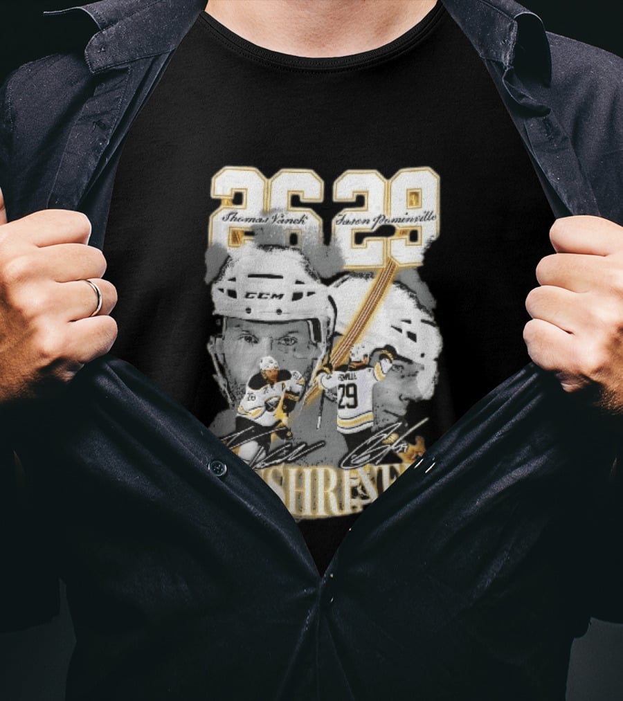 Thomas Vanek Jason Pominville 2026 Player Photos 26 29 Enshrined Buffalo Sabres Crossed Swords T-Shirt