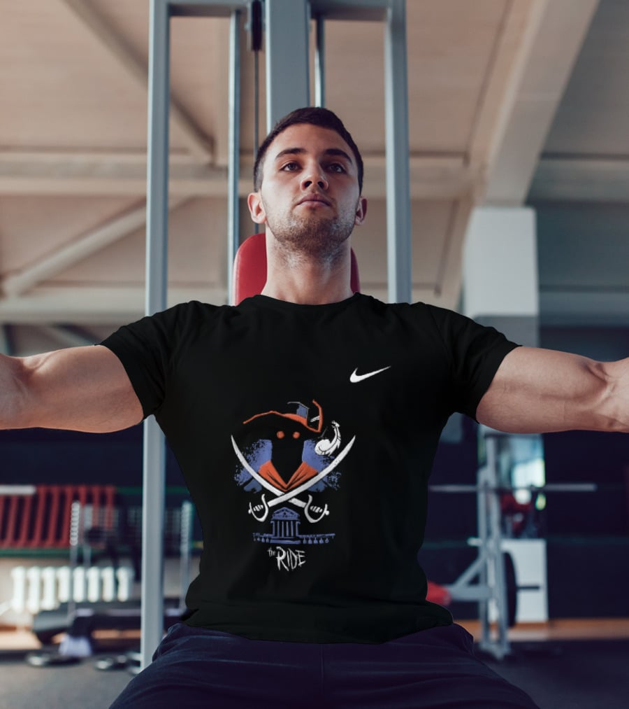 Nike Virginia Cavaliers The Ride Masked Silhouette Crossed Sabres Rotunda Building T-Shirt