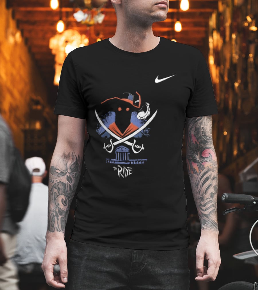 Nike Virginia Cavaliers The Ride Masked Silhouette Crossed Sabres Rotunda Building T-Shirt
