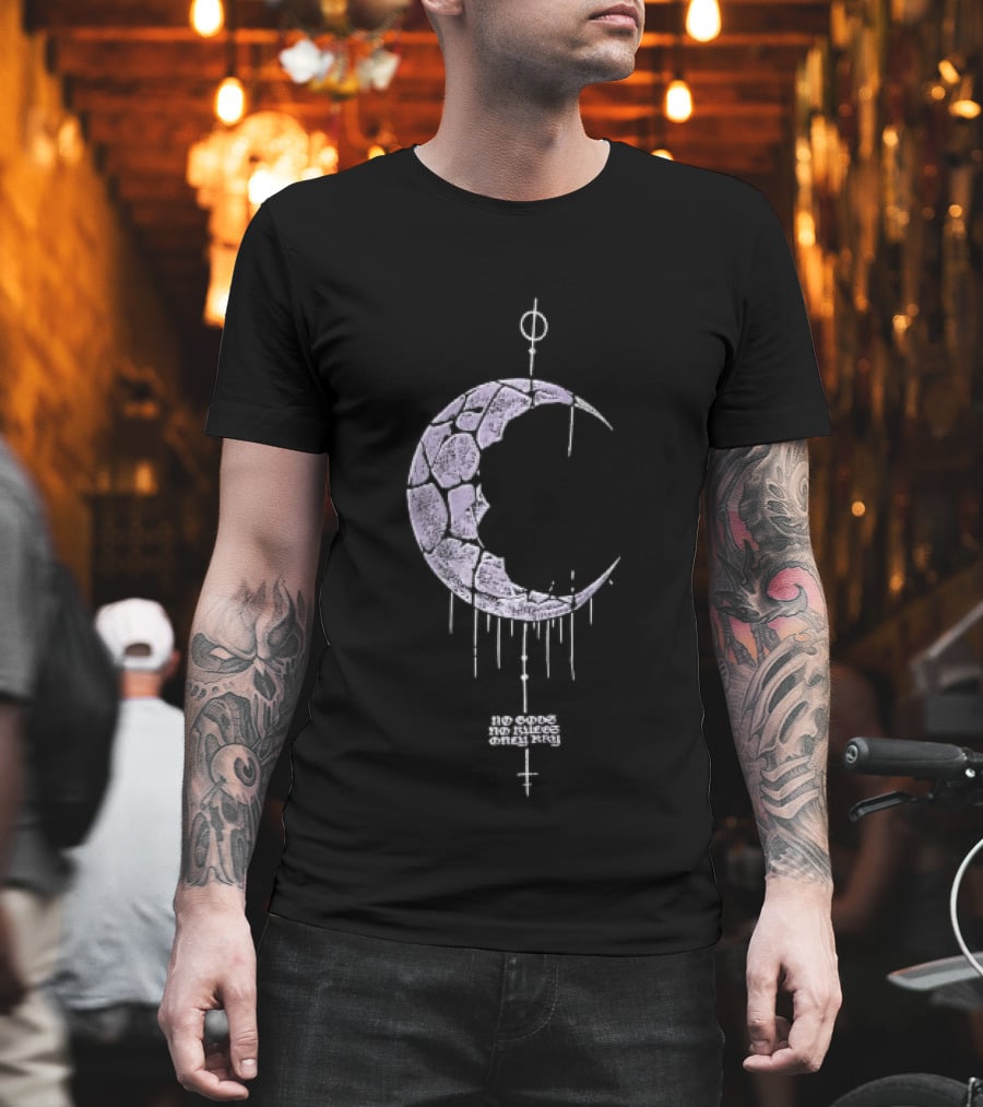 No Gods Rules Only Purple Cracked Crescent Moon T-Shirt