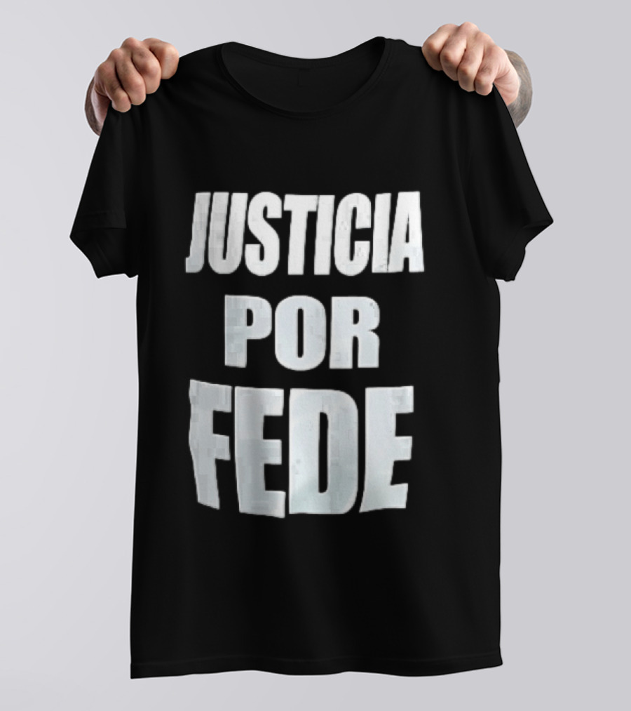 Justicia Por Fede White Block Lettering Marble T-Shirt