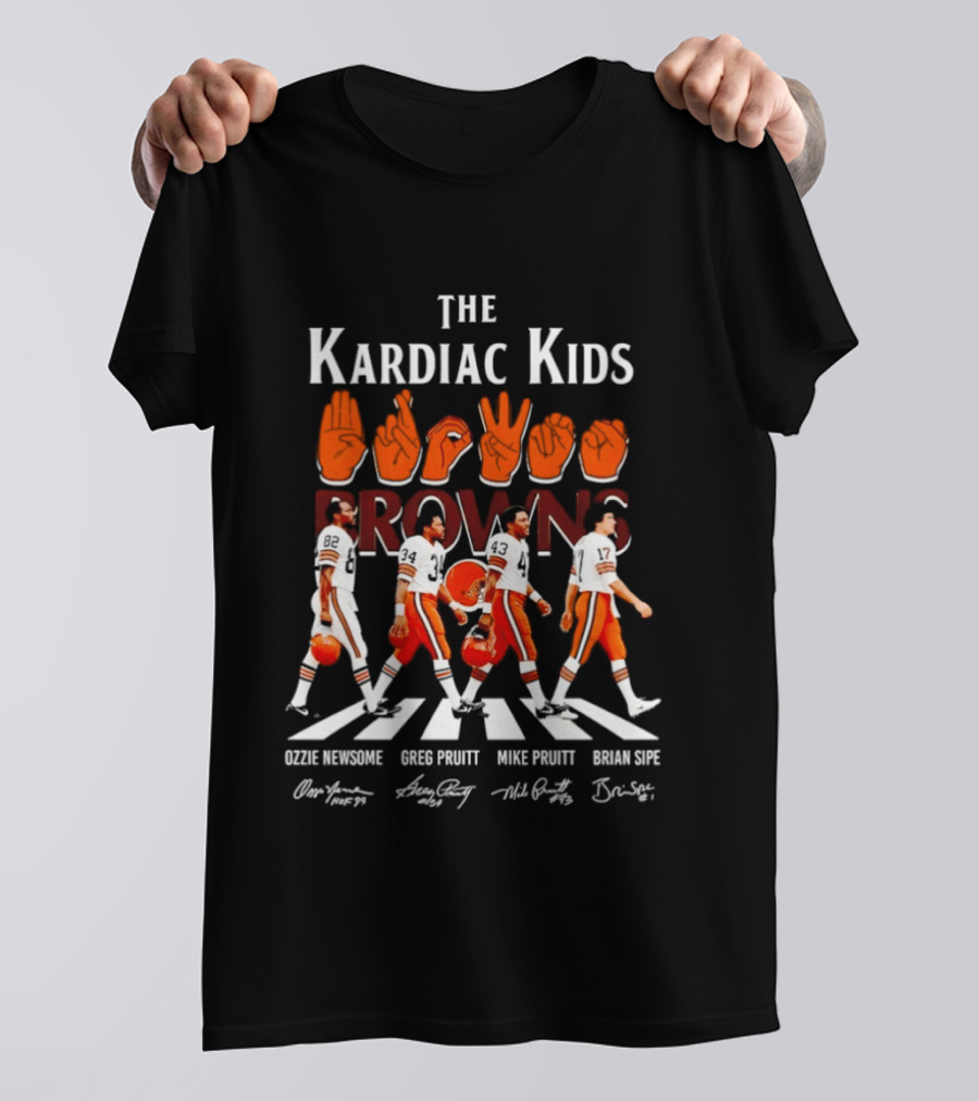 The Kardiac Kids Browns Ozzie Newsome Greg Pruitt Mike Pruitt Brian Sipe Abbey Road T-Shirt