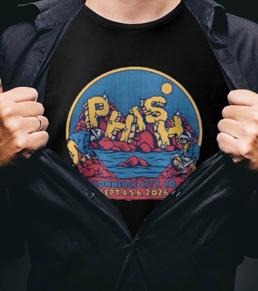 Phish Commerce City CO Sept 4 6 2026 Event Logo With Scenic Mountain And Water T-Shirt